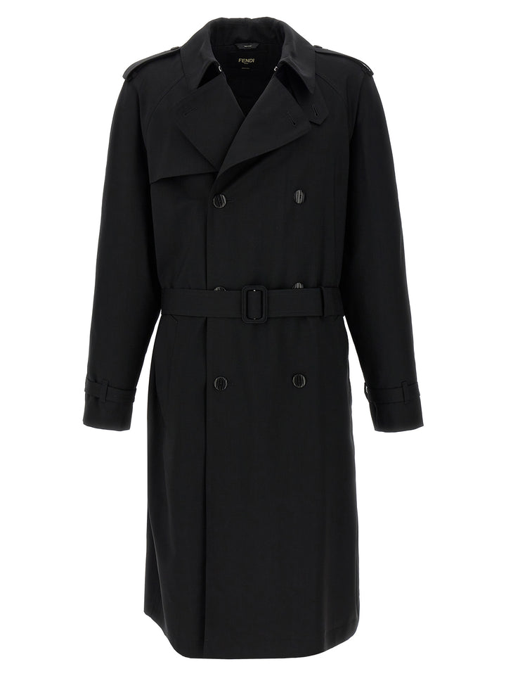 Fendi Wool Trench Coat Coats and Trench Coats - Black | c356ac5fe57d8554355a509a50154b5268de8190
