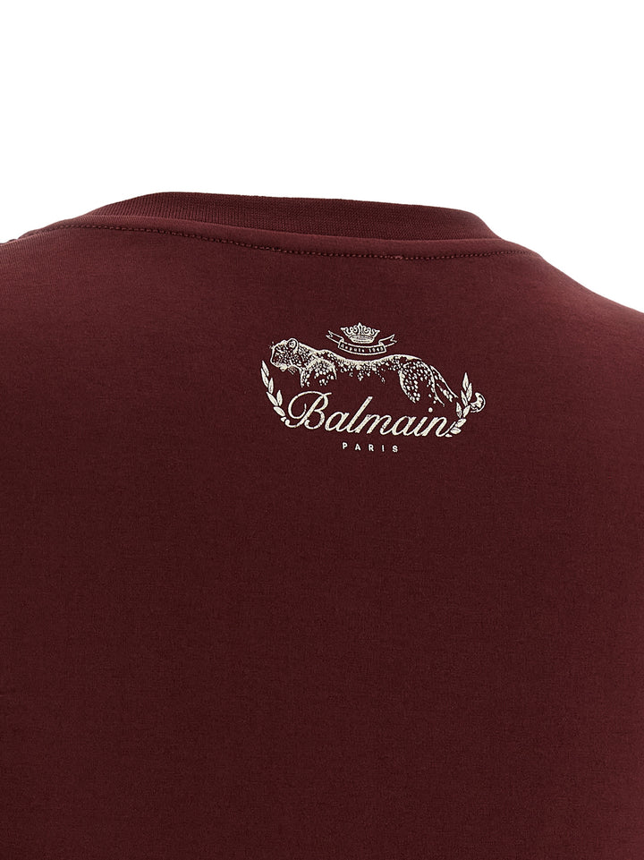 Balmain Knotted Crop T-shirt - Bordeaux | 8a987436596081601056fa52b6b8b54c20243096