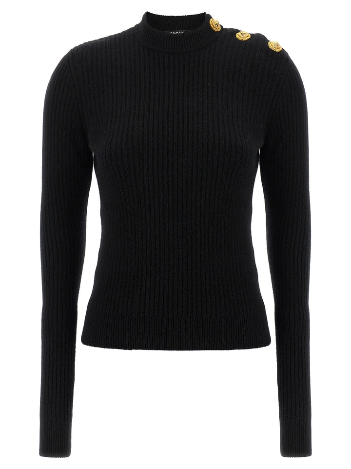 Balmain Ribbed Sweater Sweaters and Cardigans - Black | 02224711eaa8e96467708d53bfffda40b8318866