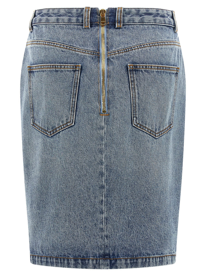 Balmain Denim Skirt Skirts - Light Blue | c932168e0d2a684efdb39e1691152c8e08a62c23