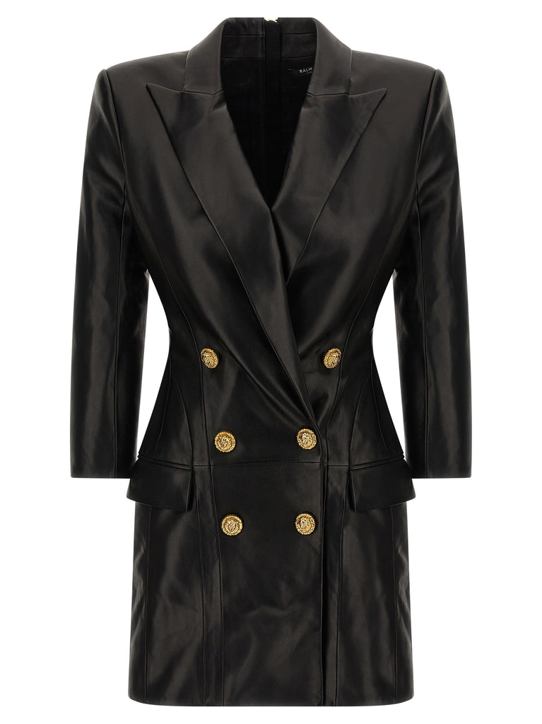 Balmain Leather Blazer Dress