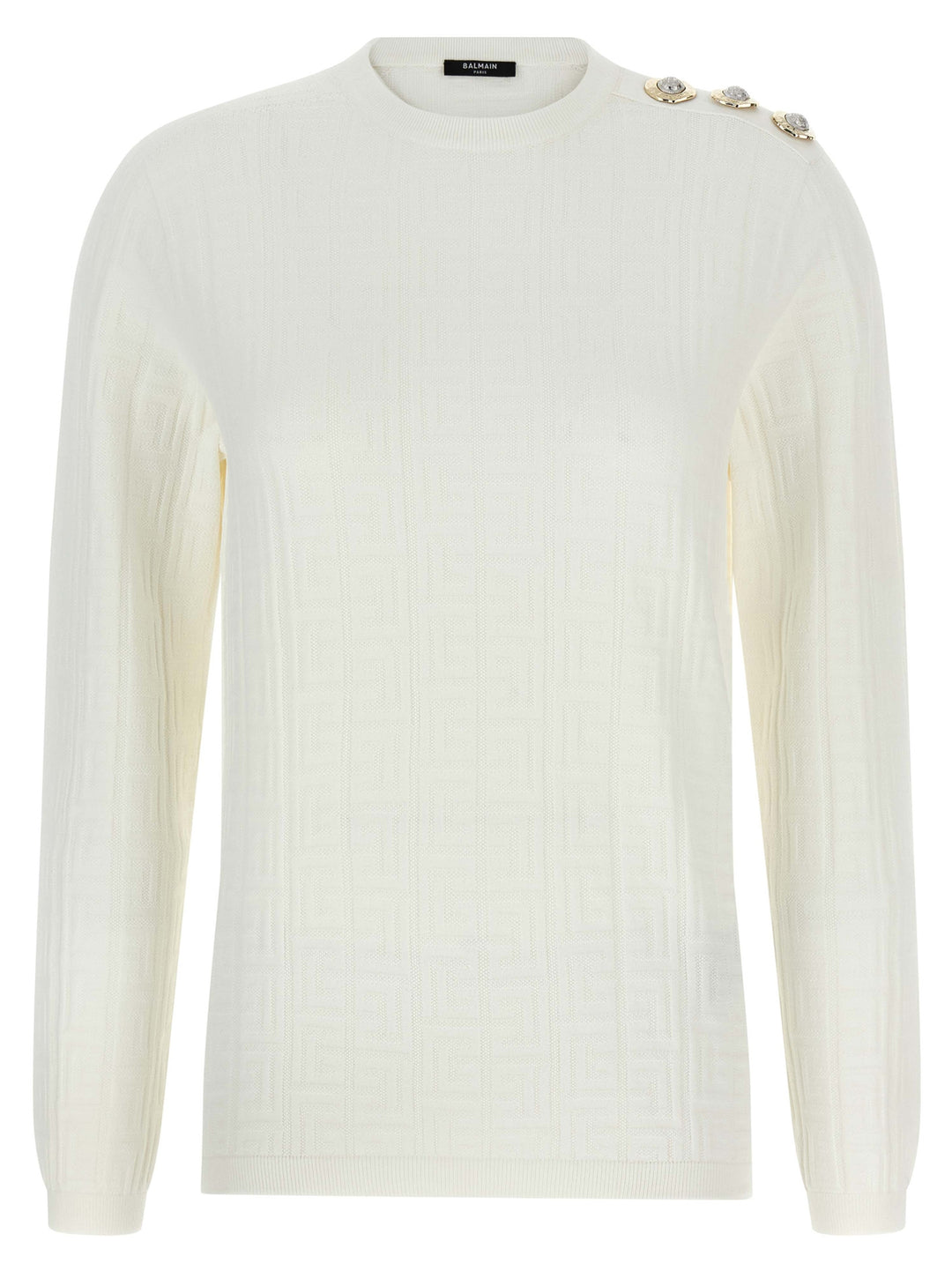 Balmain Maxi Shoulder Top Sweaters and Cardigans - White | 3496ab13c398501882521ee9b64ef6d516d3195d