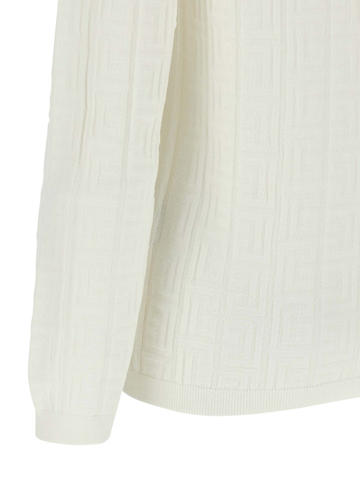 Balmain Maxi Shoulder Top Sweaters and Cardigans - White | 8a95ac8fddea24f2990514be58ac89dc1058fc6d