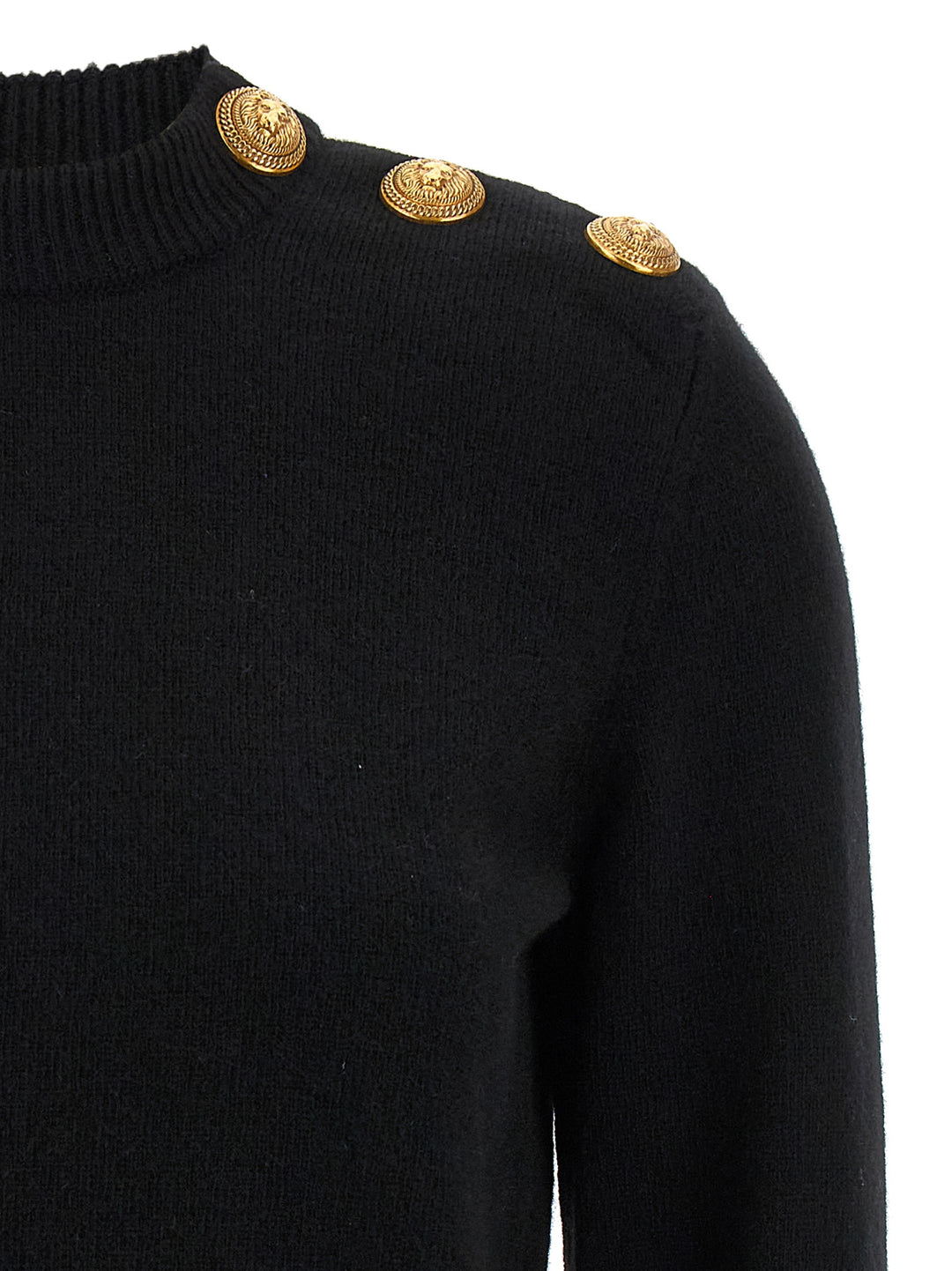 Balmain Eco-Cashmere Button Sweater Sweaters and Cardigans - Black | 6e8c356441573a927570a86e21f021a057460d4e