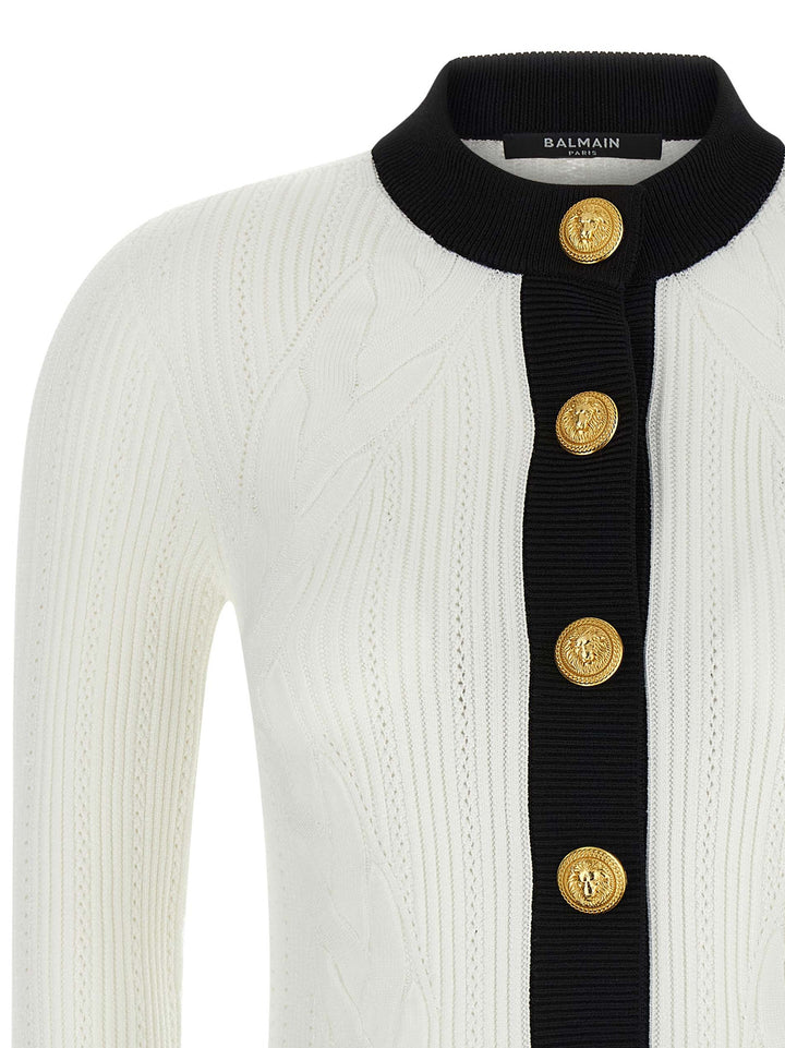Balmain Two-Tone Cardigan Sweaters and Cardigans - White/Black | ad4ca1a84c16319b737ae6f058bbe3e8778f1172