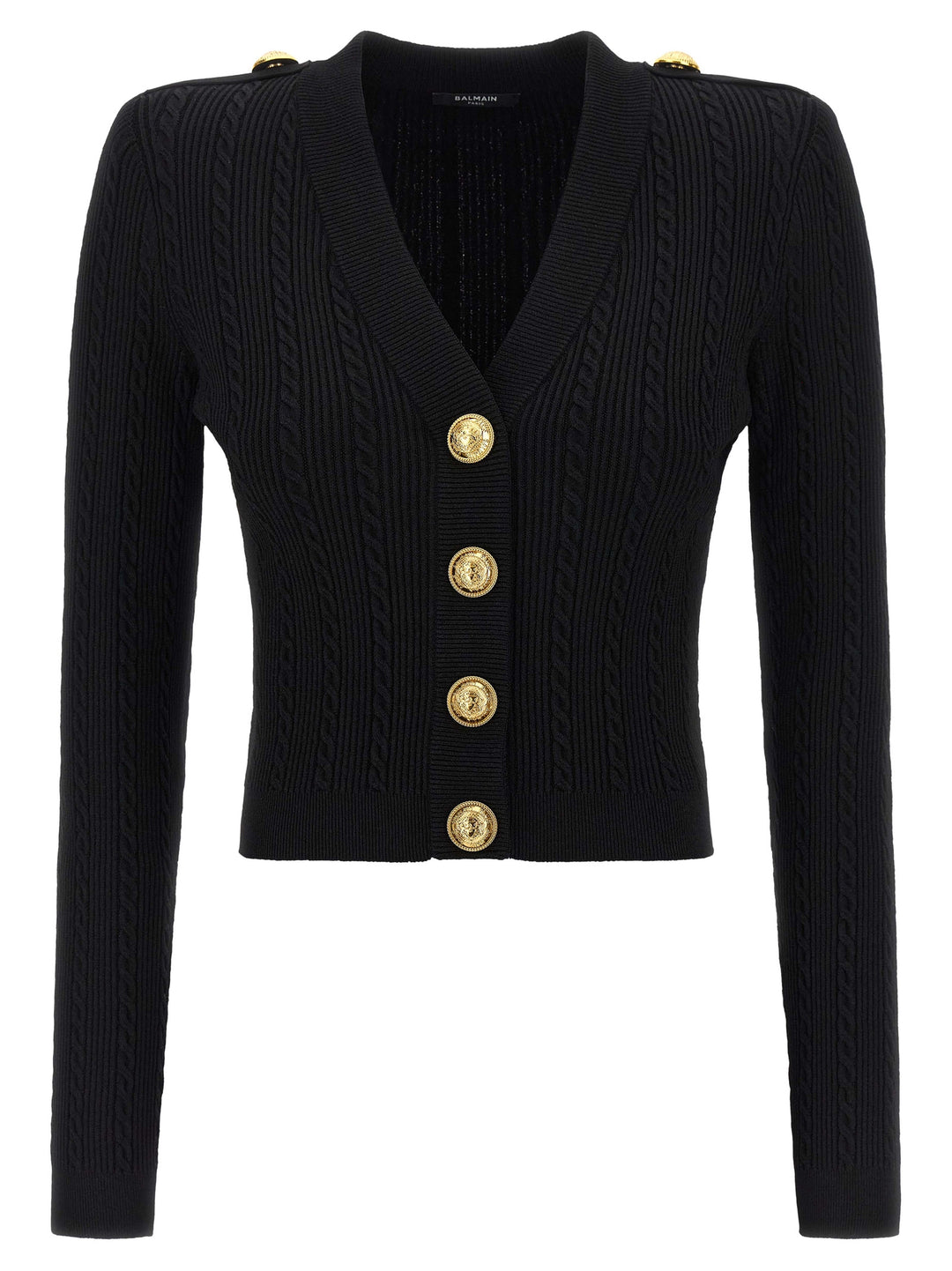 Balmain Twisted Knit Cardigan Sweaters and Cardigans - Black | b5ae5cf71003eb2db2896ac666324b0ef1e1b301
