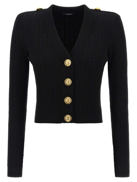 Twisted Knit Cardigan Sweaters And Cardigans Black