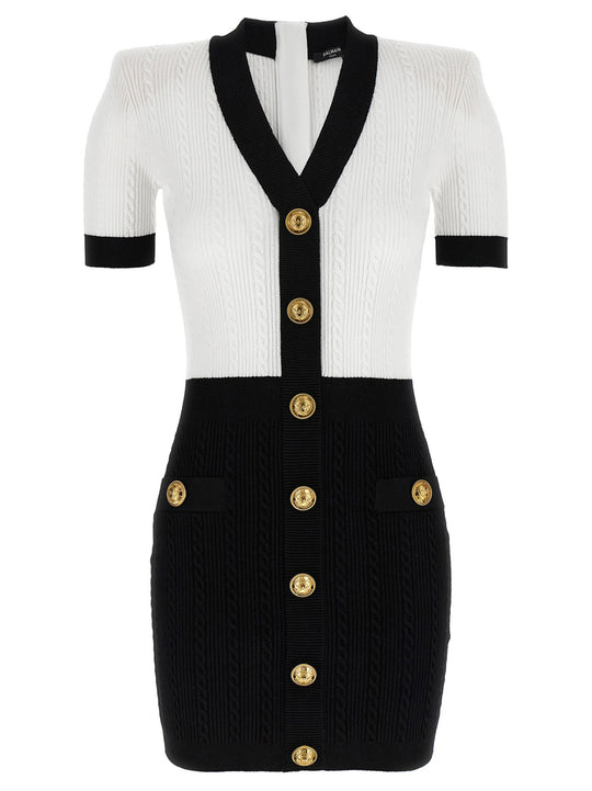 Knitted Dress Dresses White/Black