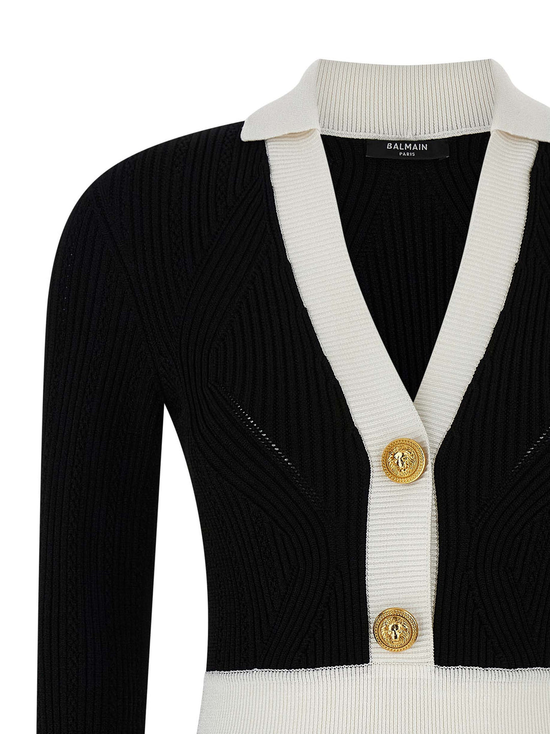 Balmain Two-Tone Dress Dresses - White/Black | 25b745096354613fdb169711f2600bf3be4bad27