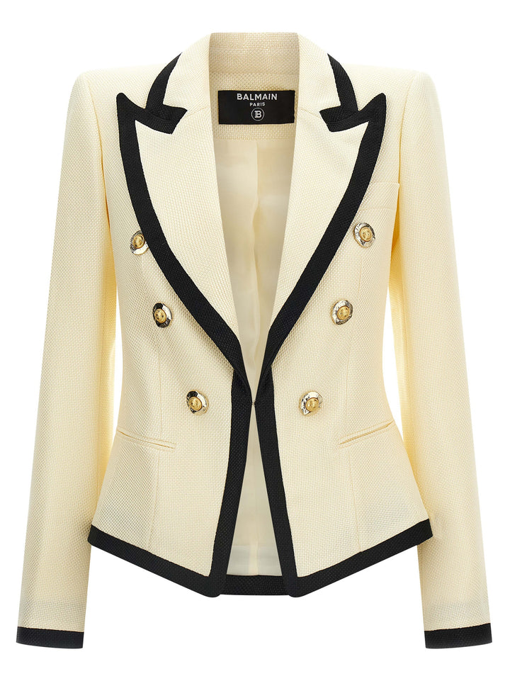 Balmain Maxi Shoulder Strap Blazer BlazerS - White/Black | 74bb295ad5f66f51508ada42cf664fcf0453e595