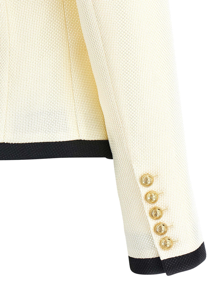 Balmain Maxi Shoulder Strap Blazer BlazerS - White/Black | 7587d000c6f3b1b46d26938ba001aa3ce3d1dbda