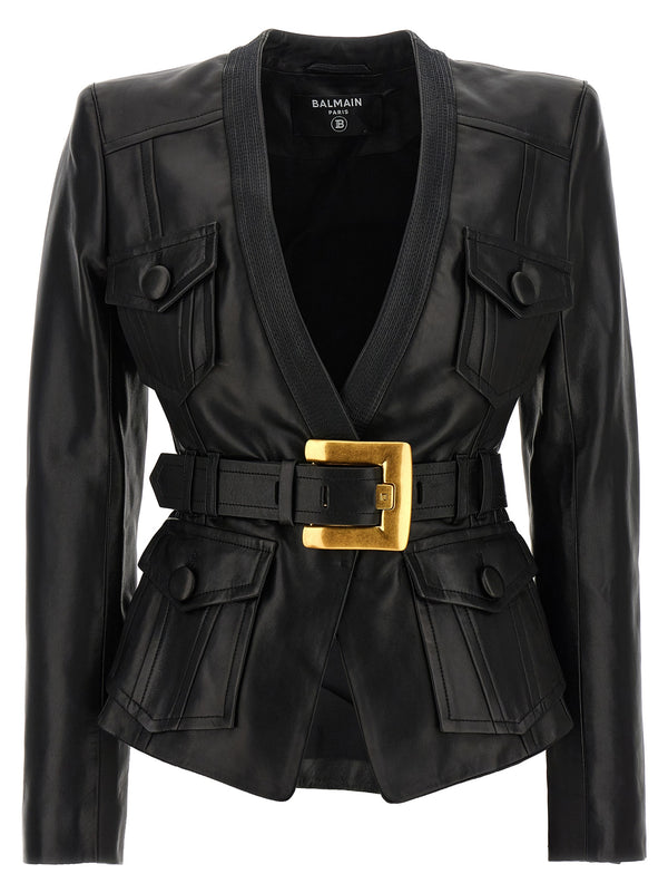 Leather Jacket Puffer Jackets Black