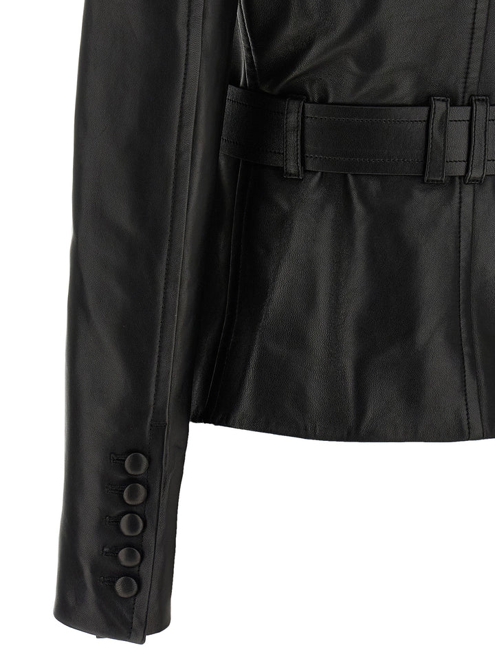 Balmain Leather Jacket Puffer Jackets - Black | 1dc61ac210552576931fa4d392ee9cf50eab507f