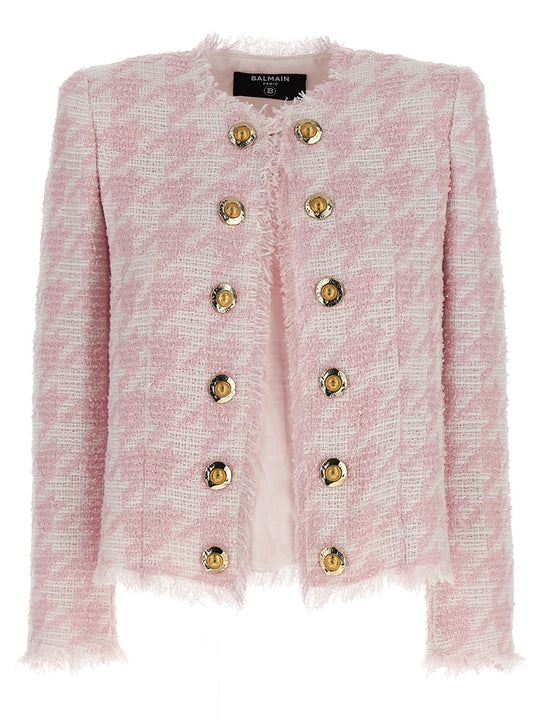 Bouclé Blazer Blazers Pink