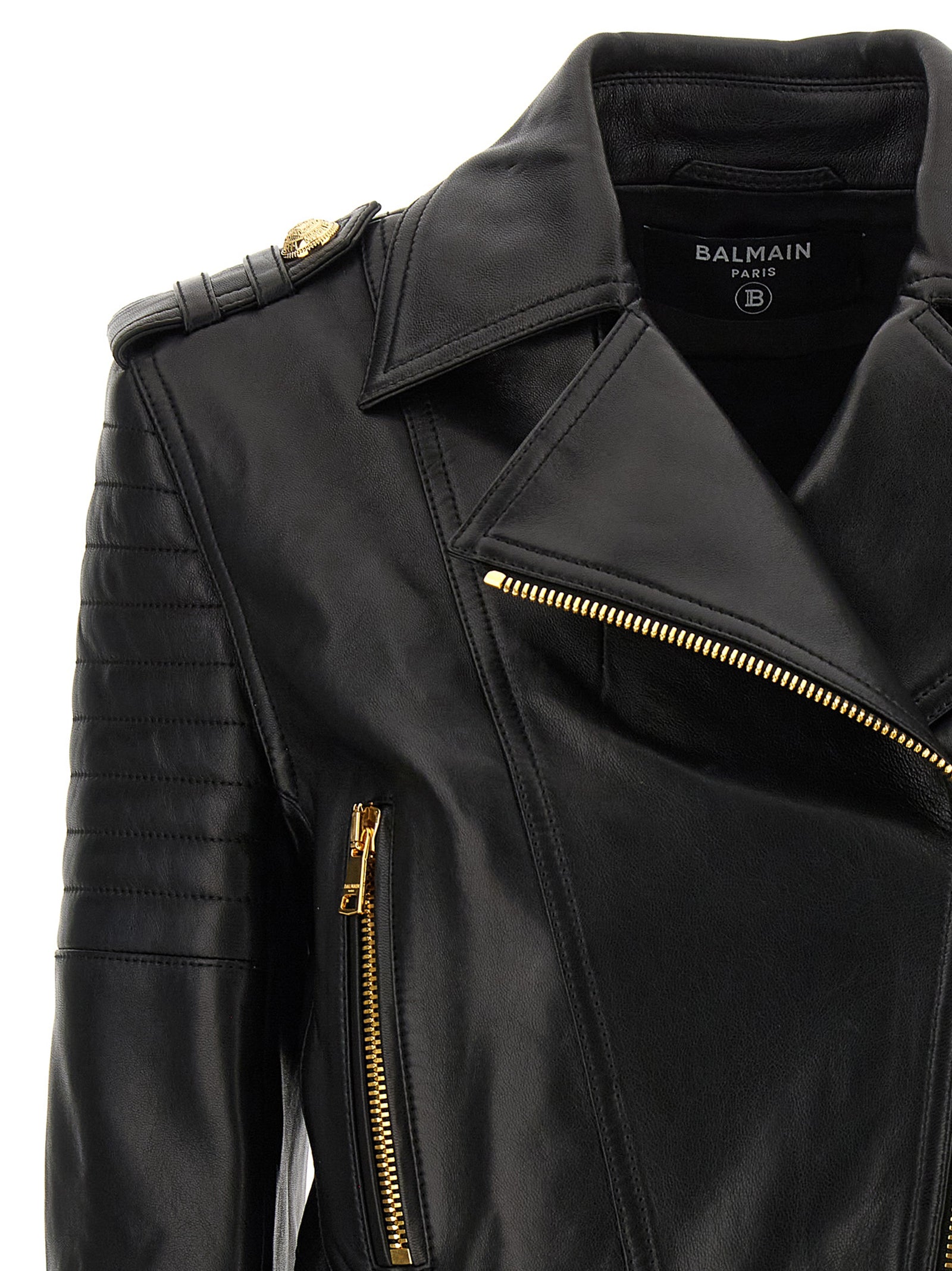 Balmain Leather Jacket Puffer Jackets Black | Wanan Luxury