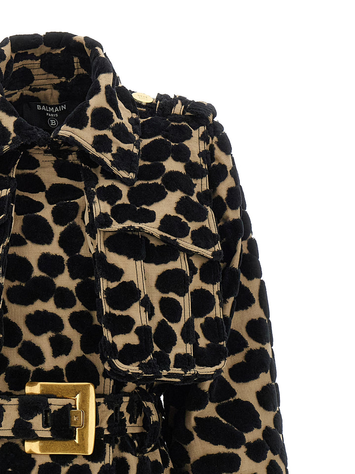 Balmain Leopard Jacquard Trench Coat Coats and Trench Coats - Multicolor | f2a011ebed385ccf3e394e2a139a962c16da1592