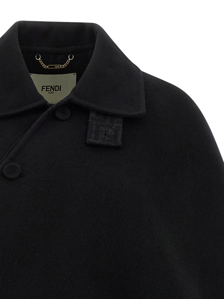 Fendi Double Wool Capes - Black | f316de4c9efe7b5cd82f4f290e60c64e58453d10