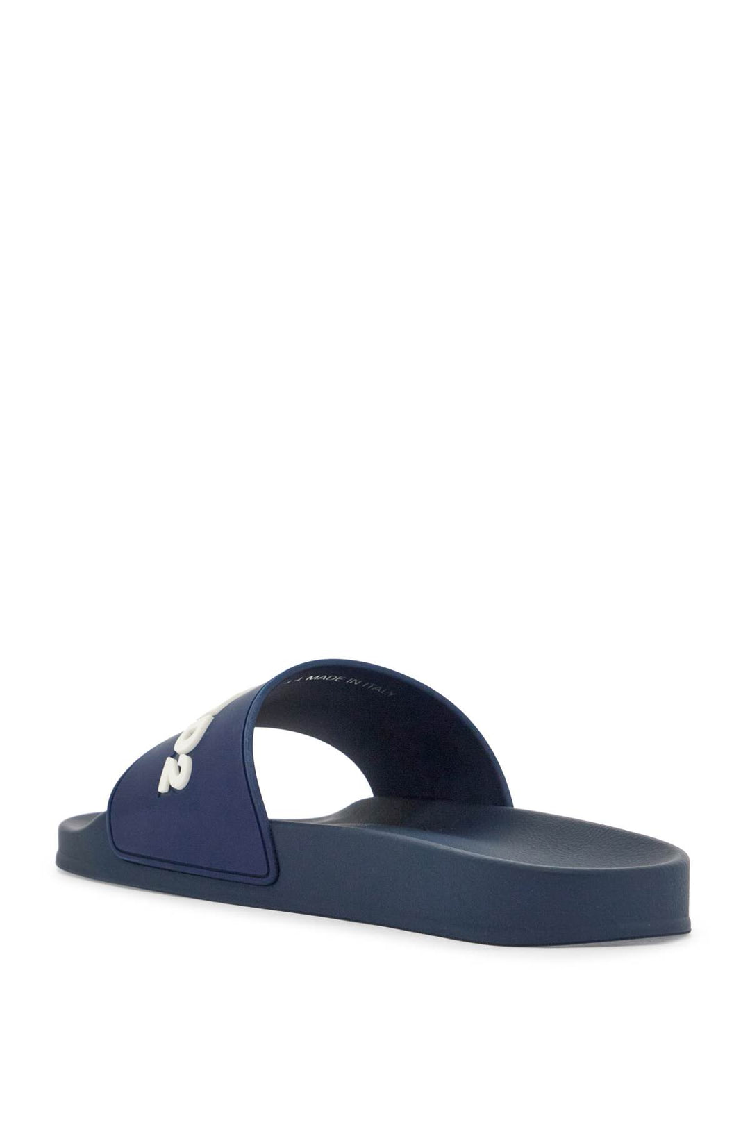 Navy Blue Polyurethane Slippers With Minimalist Design And Leather Sole