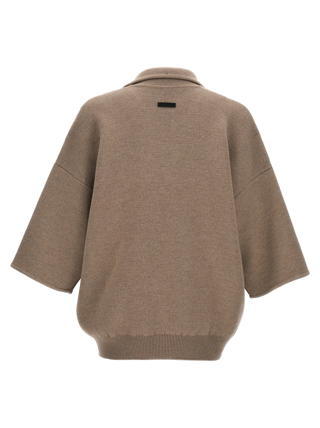 Boucle Short Sleeve Polo Sweater, Cardigans Beige