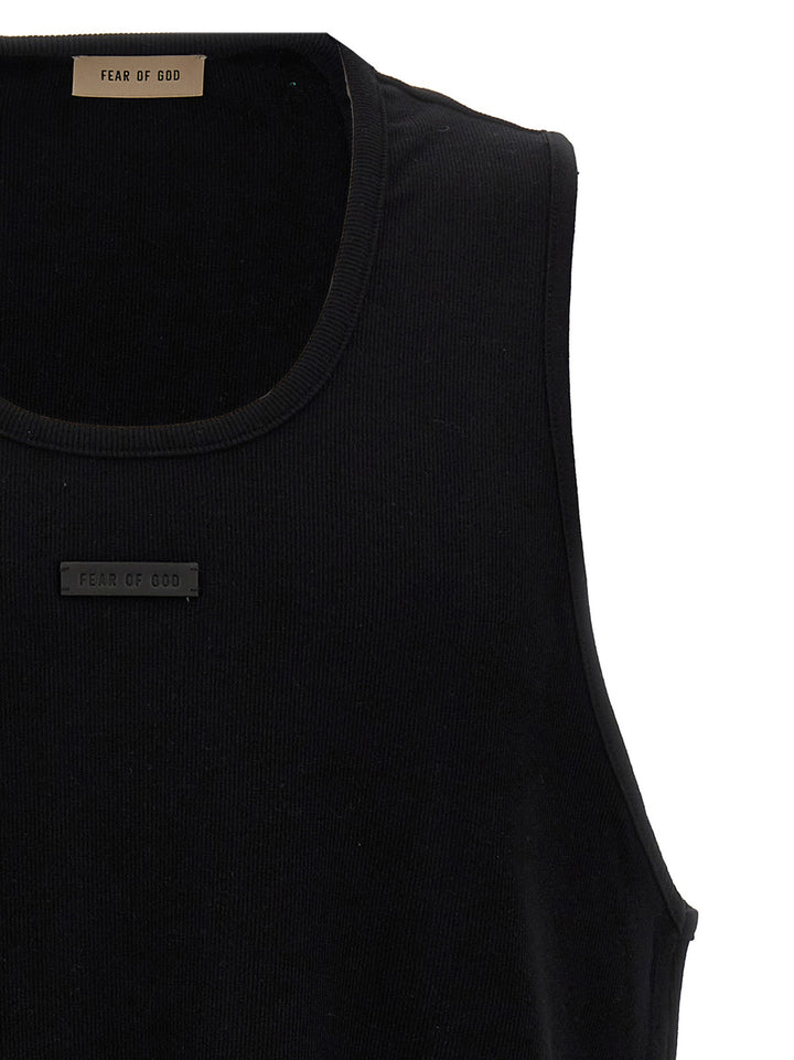 Leather Logo Patch Tank Top Tops Black