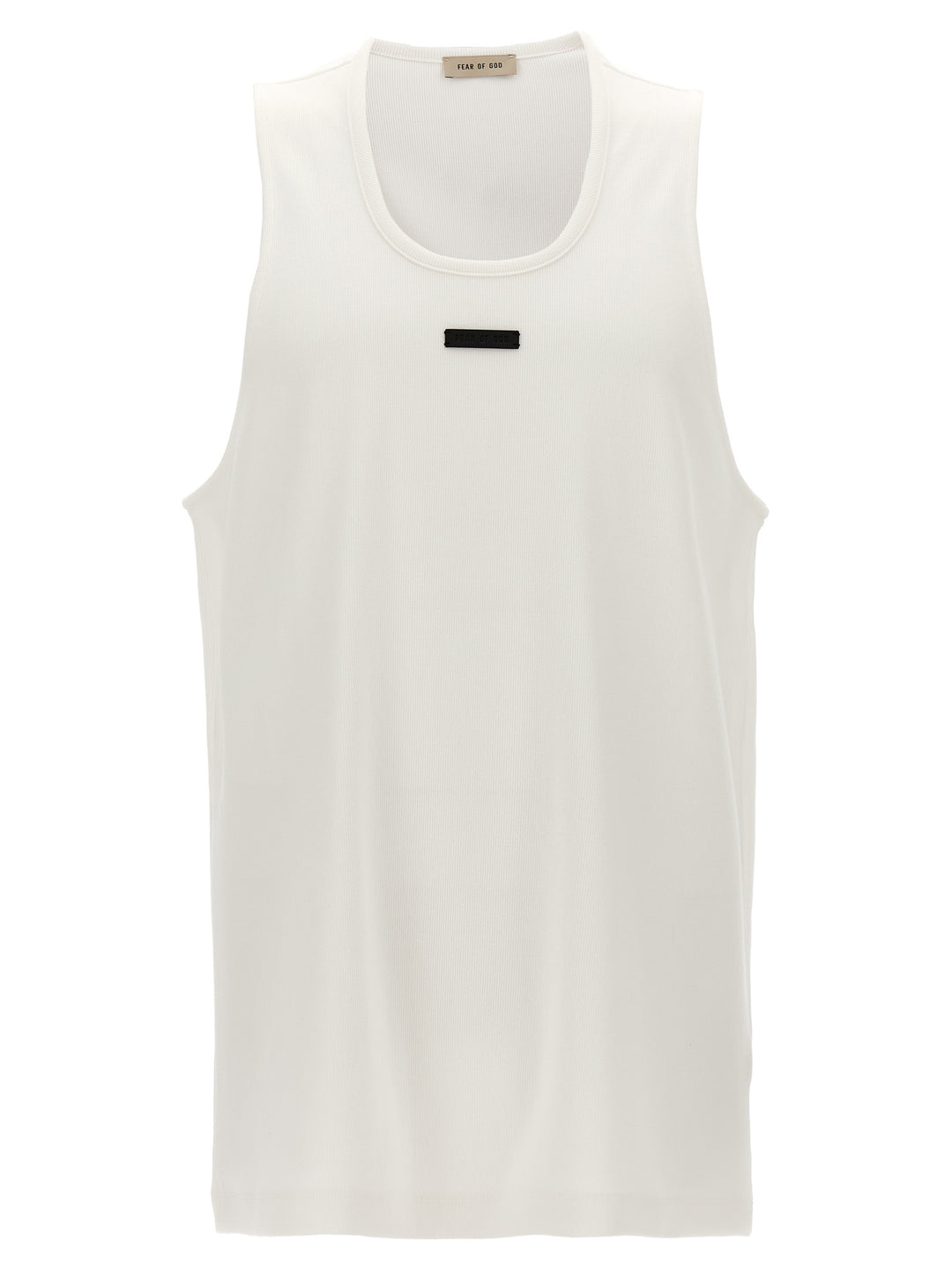 Leather Logo Patch Tank Top Tops White