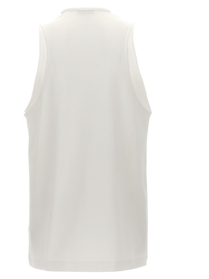 Leather Logo Patch Tank Top Tops White