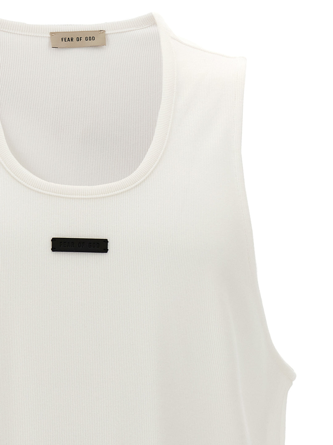 Leather Logo Patch Tank Top Tops White