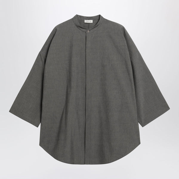 Relaxed Mandarin Shirt In Wool Blend
