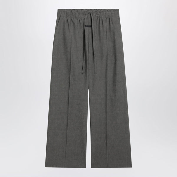 Grey Wide-Leg Trousers In Wool Blend