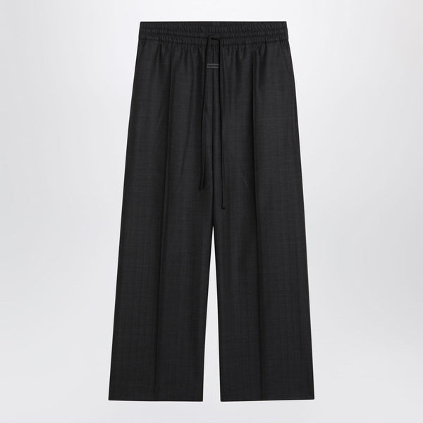 Dark Grey Wide-Leg Wool Trousers