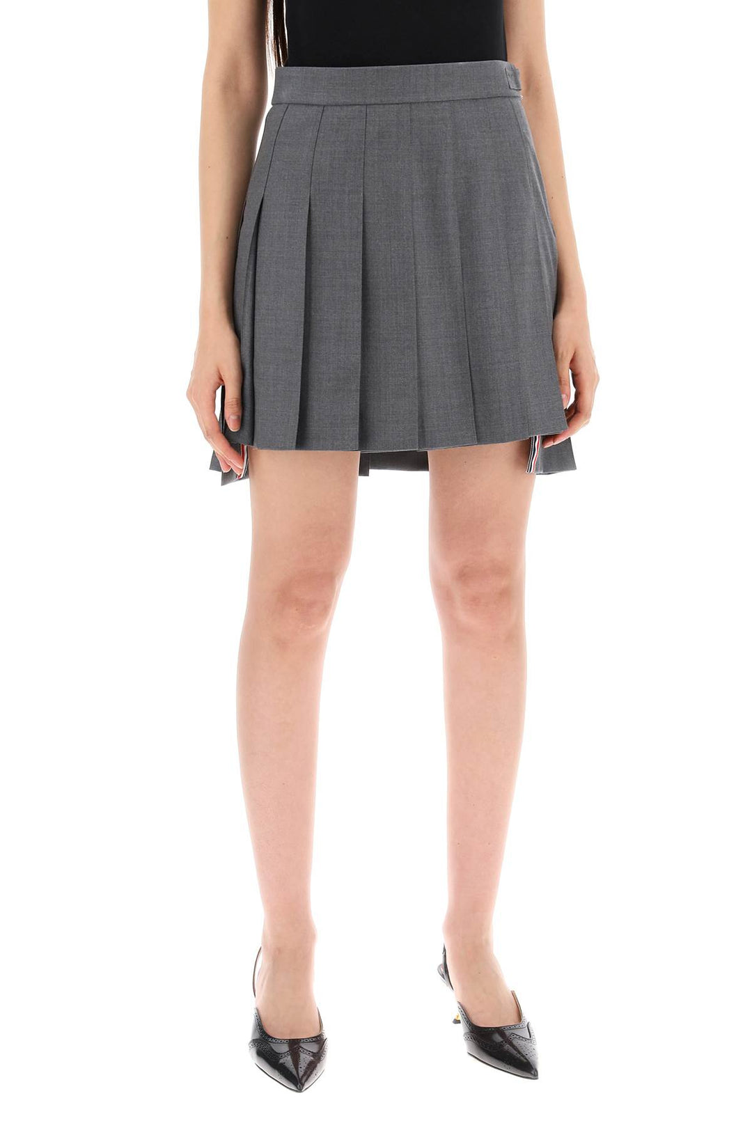 Wool Pleated Mini Skirt