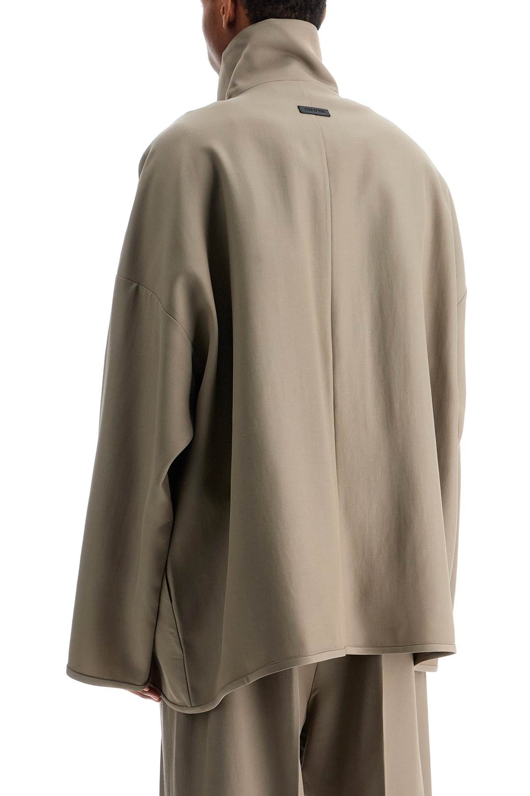 Dusty Beige Wool Jacket With High Collar