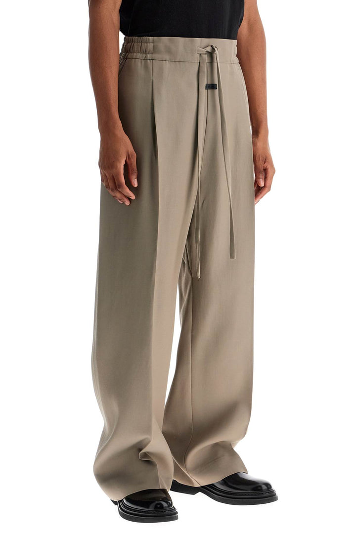 Beige Wide Leg Pants In Virgin Wool And Viscose