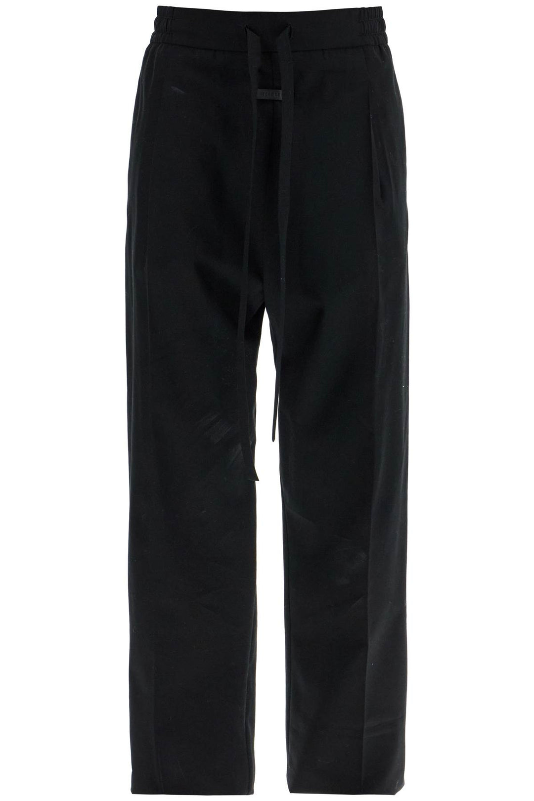 Wide Leg Black Cotton And Wool Pants