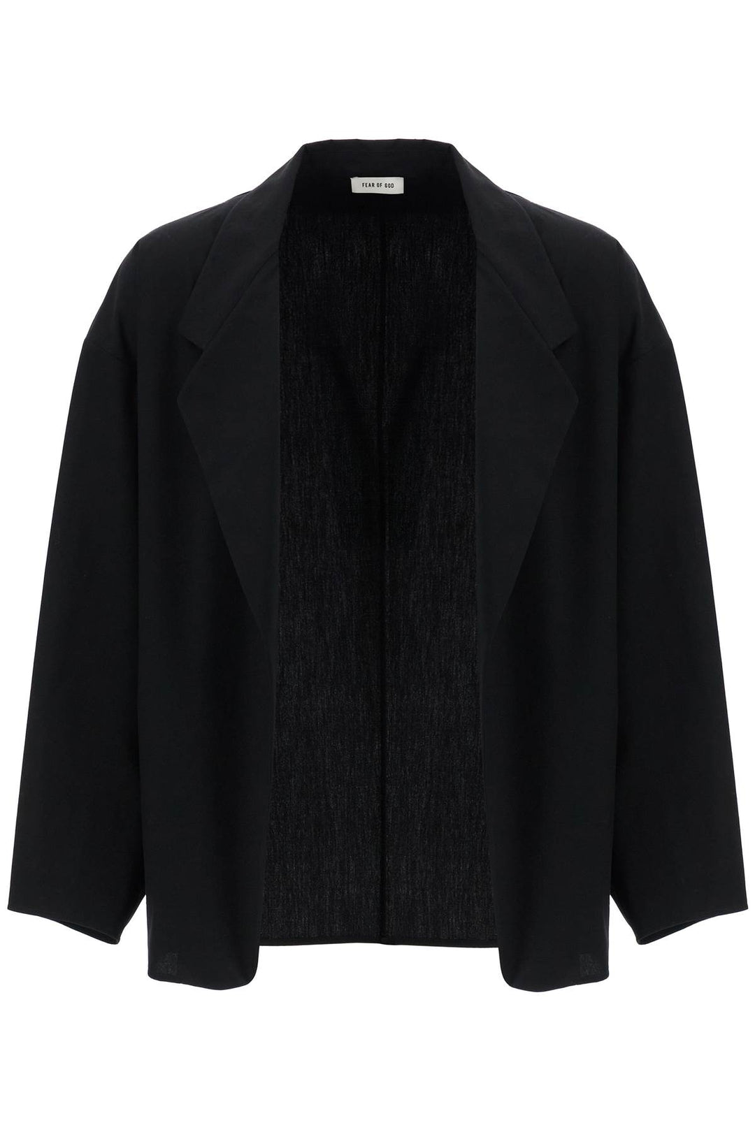 Blazer In Misto Cotone E Lana Nero Oversize Con Zip