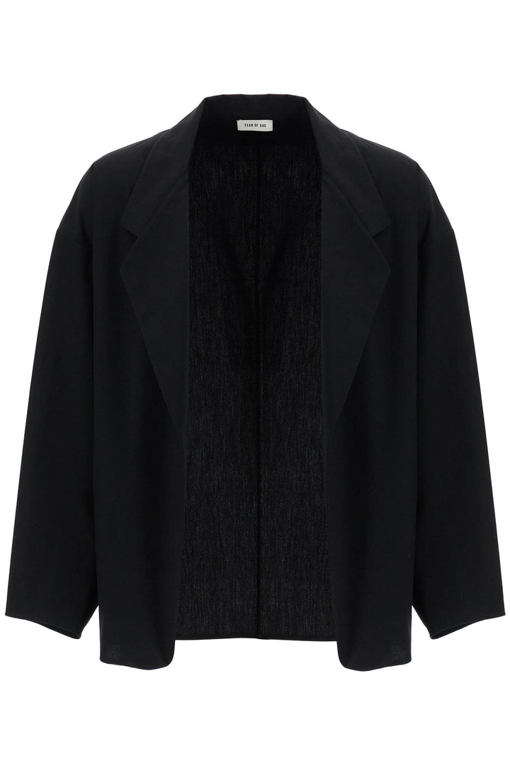 Blazer In Misto Cotone E Lana Nero Oversize Con Zip