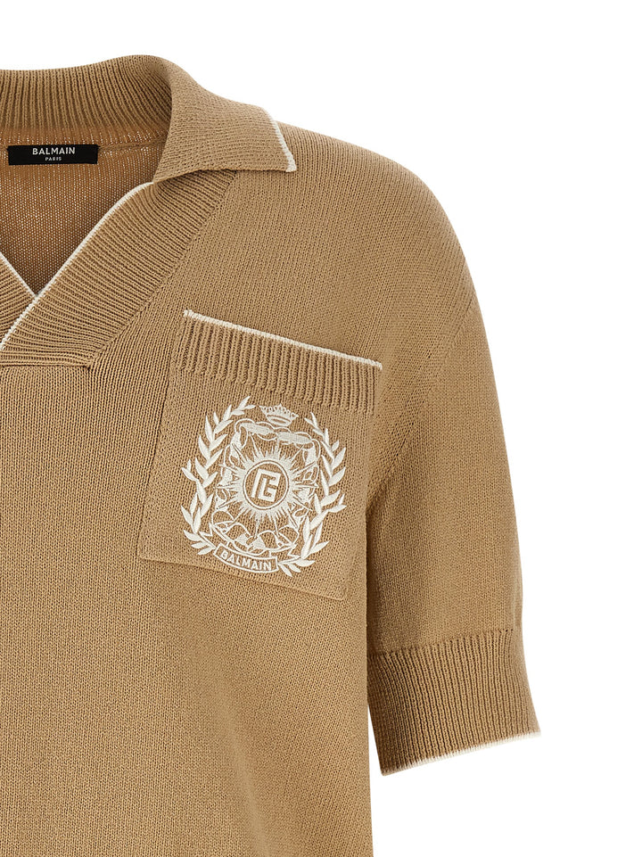 Balmain Balmain Stemma Polo - Beige | 4fd20dbc27eb69f97579ed693bf3777e35d1bd1f