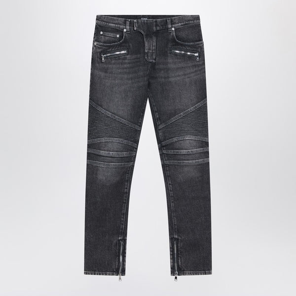 Grey Washed Slim Biker Jeans
