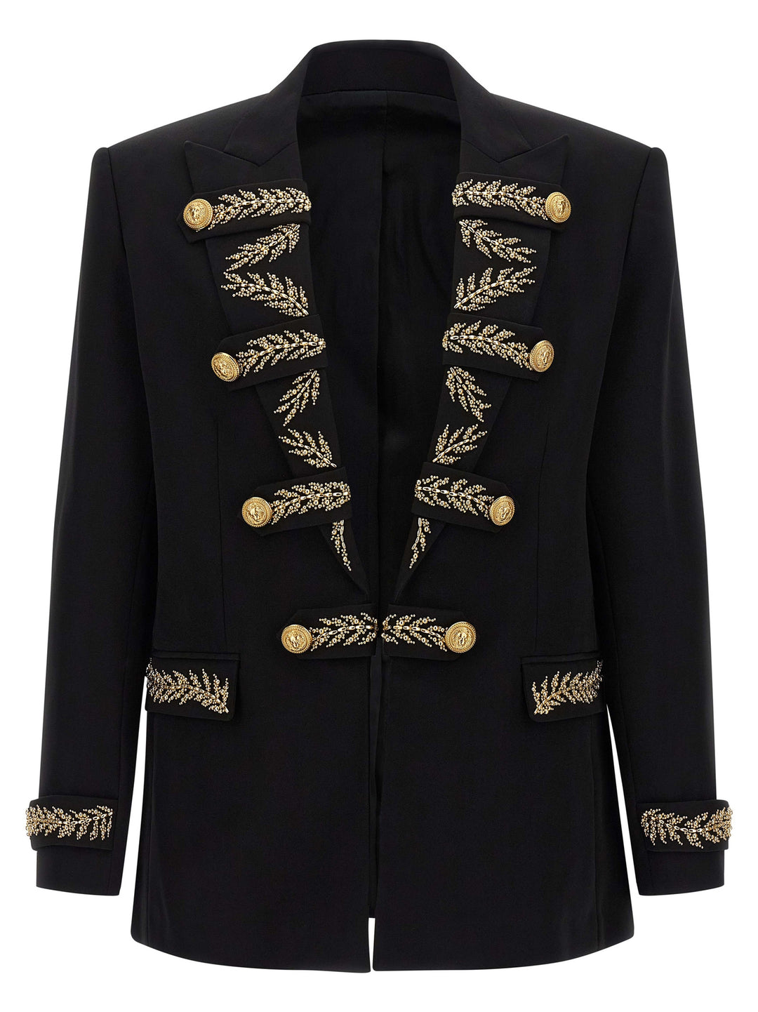 Balmain Leaf Embroidery Blazer - Black | 1aa1b0241738d63f16eedf412ce6a029e3801f65