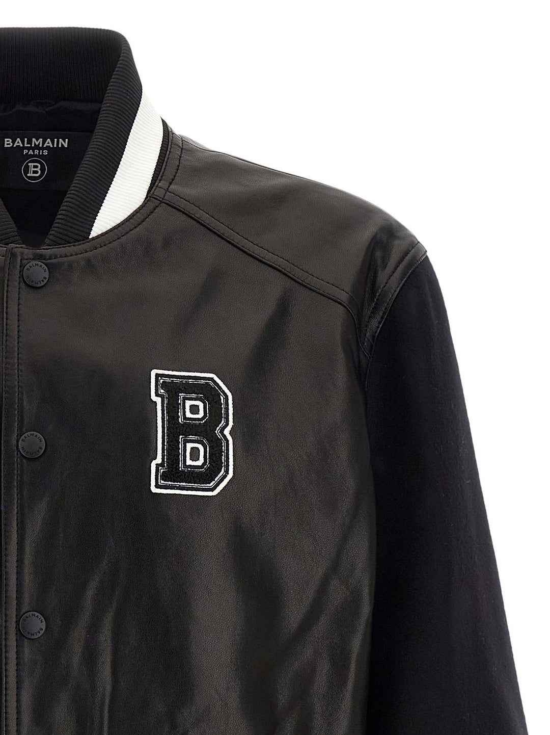 Balmain Varsity Puffer Jackets - White/Black | 811bbb3d35533bd263855786a1a0a3ce6ddc7eb9