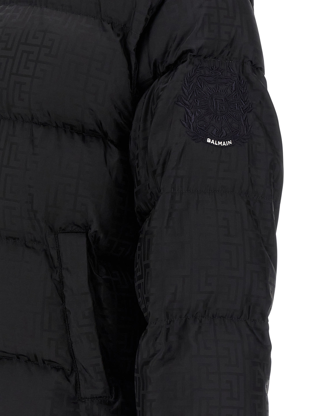 Balmain Monogram Pb Labirinto Puffer Jackets - Black | c7c8f0b2dda9bbde553e23da1f48e48524f68613