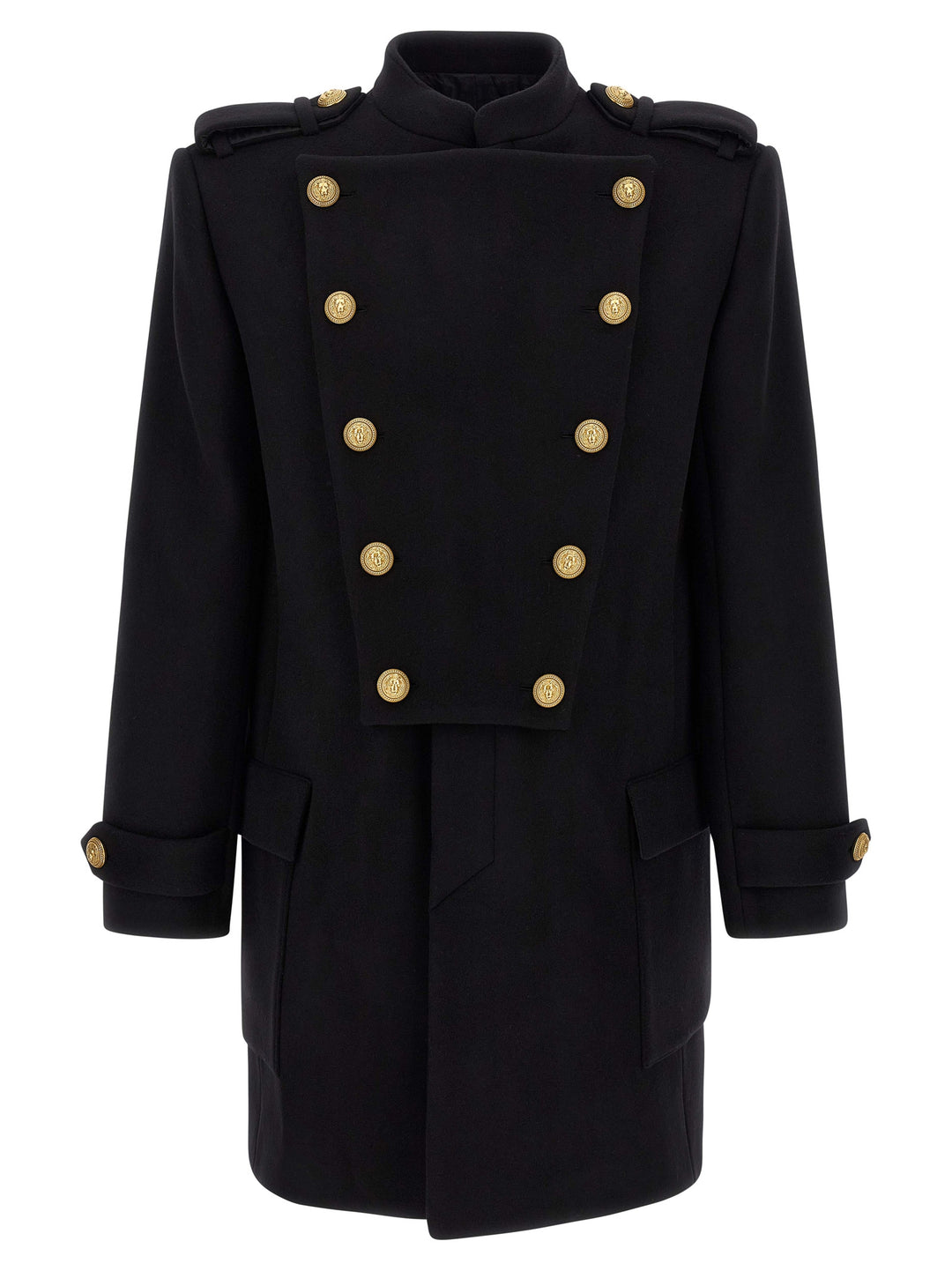 Balmain Removable Plastron Coat Coats and Trench Coats - Black | 2f1144e004970329799c8fc99a0725423bf81617