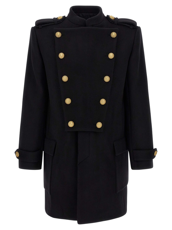 Balmain Removable Plastron Coat Coats and Trench Coats - Black | 2f1144e004970329799c8fc99a0725423bf81617