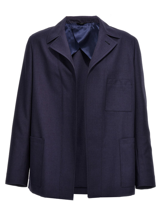 Half Belt Jacket Blazer Blue