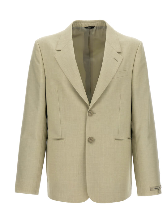 Single-Breasted Wool Blazer Beige