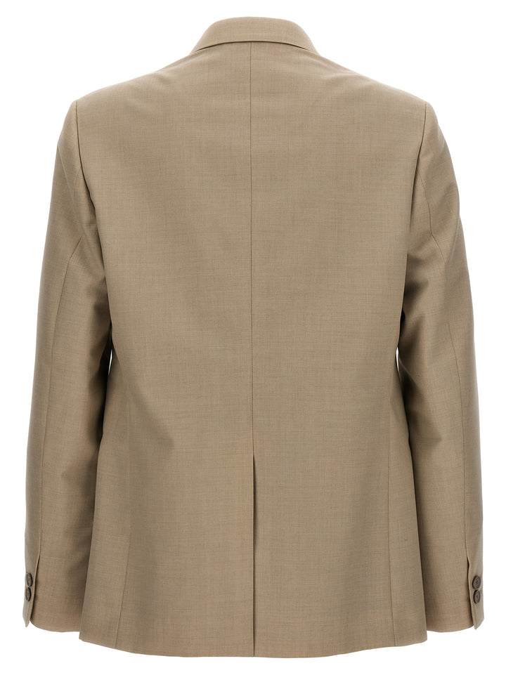 Single-Breasted Wool Blazer Beige