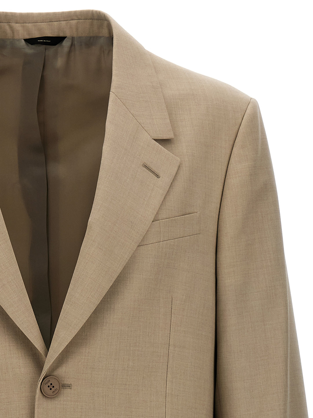 Single-Breasted Wool Blazer Beige