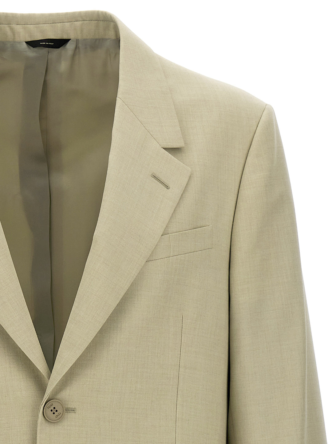 Fendi Single-Breasted Wool Blazer - Beige | 28770262998a5fd7671559aa5e55268979d30dbe