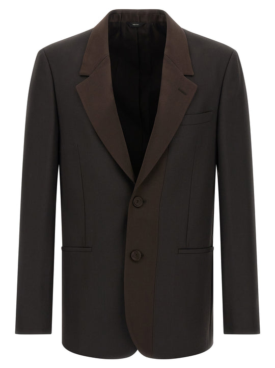 Crepe Wool Blazer Brown