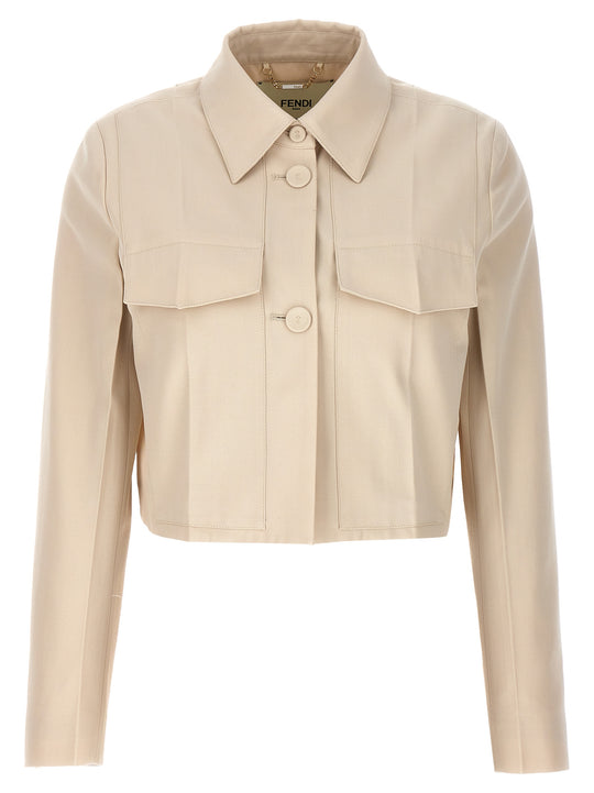 Tailored Crop Jacket Blazers Beige